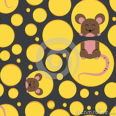 Pattern rat in cheese Vector Illustration